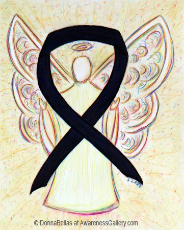 Black Awareness Ribbon Angel Painting Art