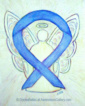 Blue River Awareness Ribbon Angel Painting Art