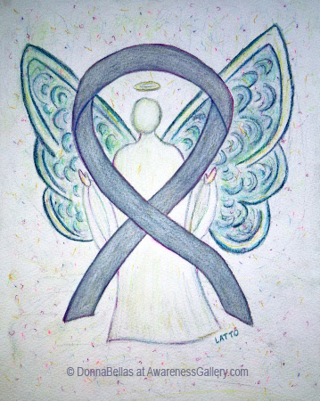 Gray Awareness Ribbon Angel Painting Art