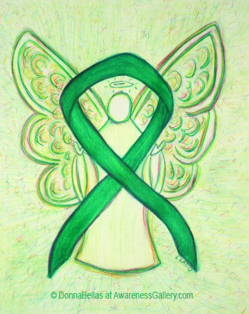 Green Awareness Ribbon Angel Painting Art