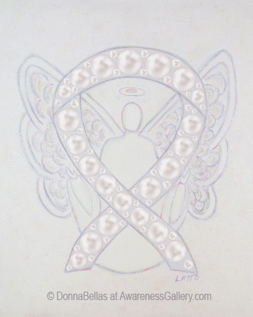 Paarl Awareness Ribbon Angel Art Painting for Lung Diseases Support