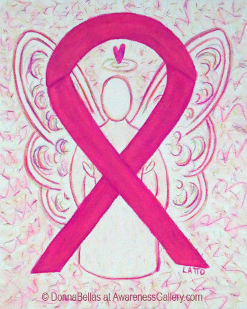 Hot Pink Awareness Ribbon Angel Art