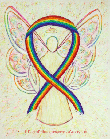 Lesbian, Gay, Bisexual, and Transgender (LGBT) Pride Rainbow  Awareness Ribbon Angel Painting Art