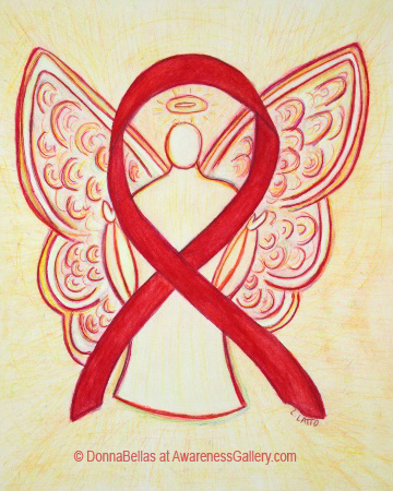 Red Awareness Ribbon Angel Painting Art