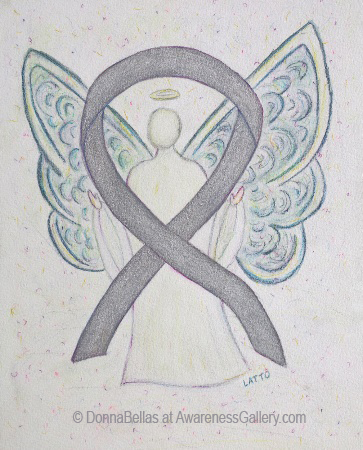 Silver Sparkle Awareness Ribbon Angel Painting Art