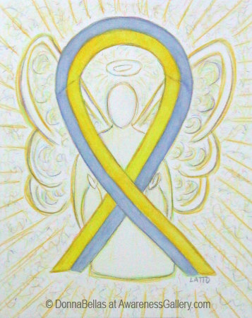 Yellow an Gray Awareness Ribbon Angel Art